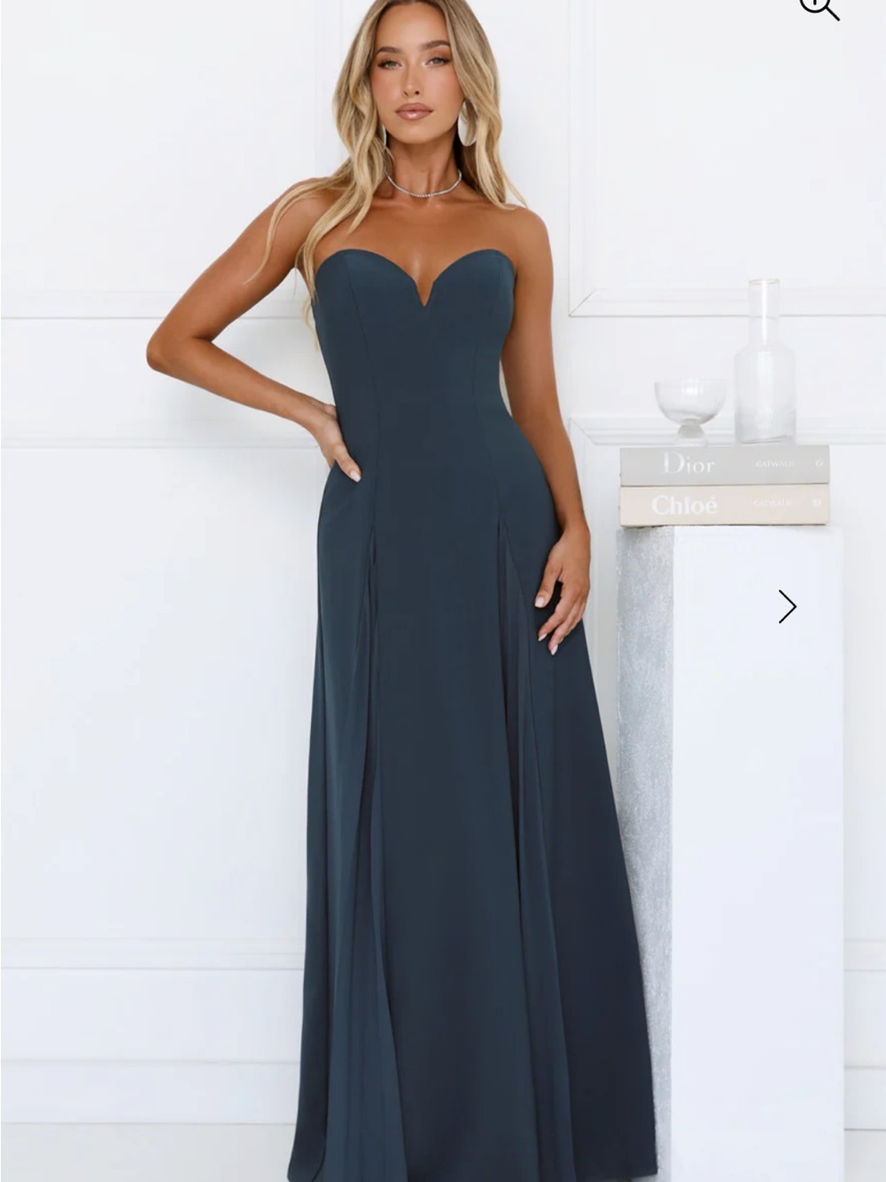 Strapless Sweetheart Evening Gown in Dark Teal